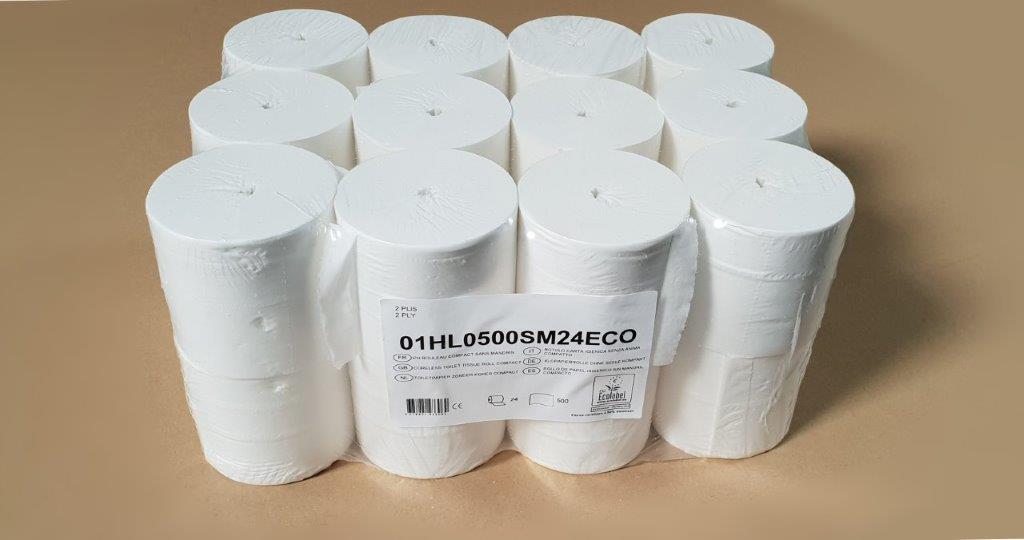 24 bobines papier hygiénique à usage unique sans mandrins