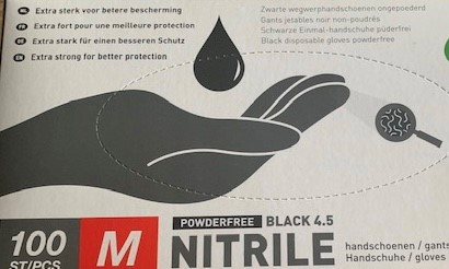 100 gants nitrile noir non poudré alimentaire 